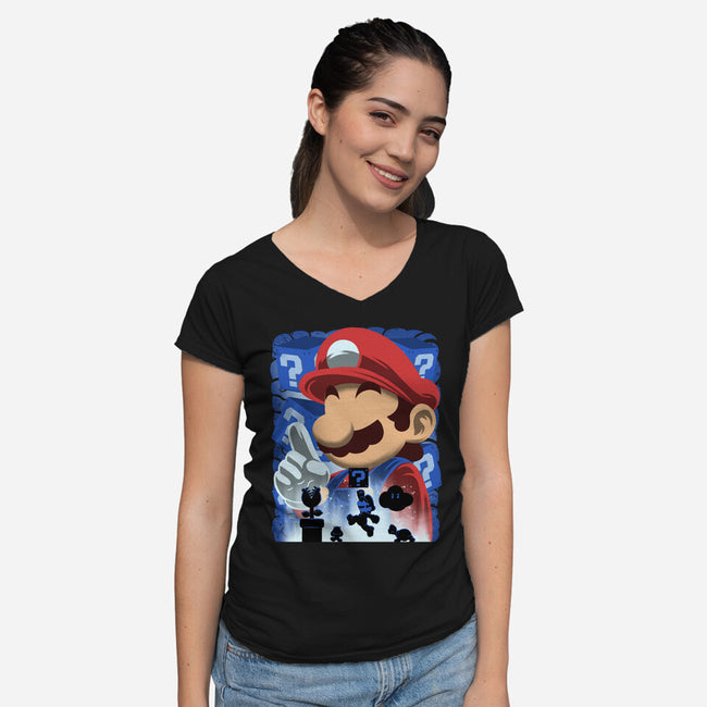 Classic Blue Jumpman-Womens-V-Neck-Tee-rmatix