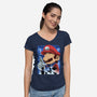 Classic Blue Jumpman-Womens-V-Neck-Tee-rmatix