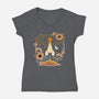Origami Rocket Spaceship-Womens-V-Neck-Tee-NemiMakeit