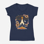 Origami Rocket Spaceship-Womens-V-Neck-Tee-NemiMakeit