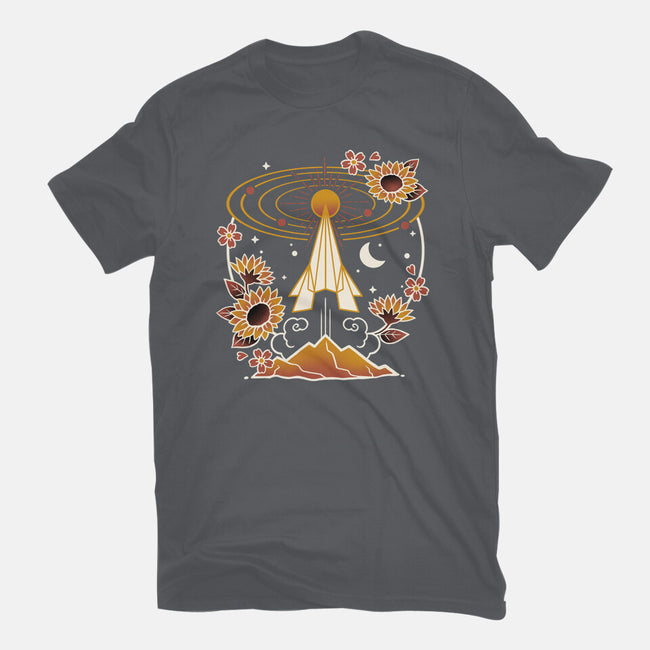 Origami Rocket Spaceship-Womens-Basic-Tee-NemiMakeit