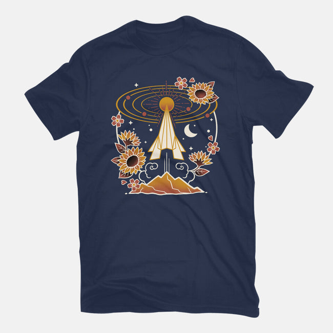 Origami Rocket Spaceship-Womens-Basic-Tee-NemiMakeit