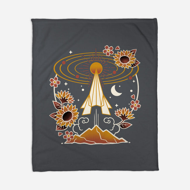 Origami Rocket Spaceship-None-Fleece-Blanket-NemiMakeit