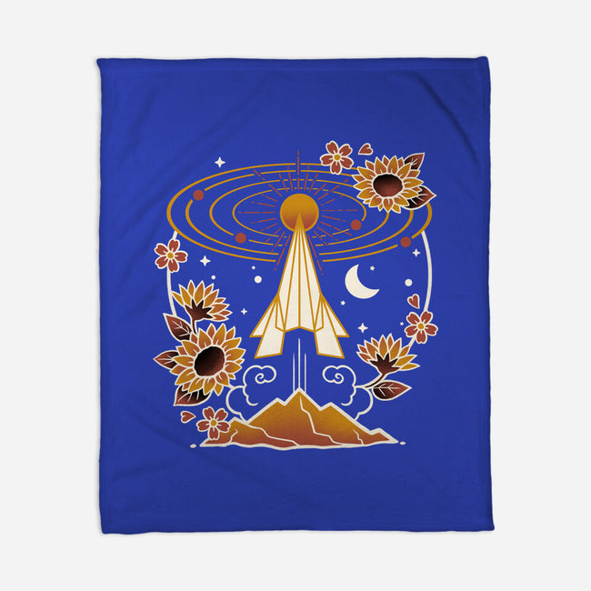 Origami Rocket Spaceship-None-Fleece-Blanket-NemiMakeit