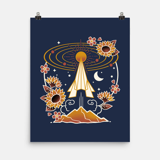 Origami Rocket Spaceship-None-Matte-Poster-NemiMakeit