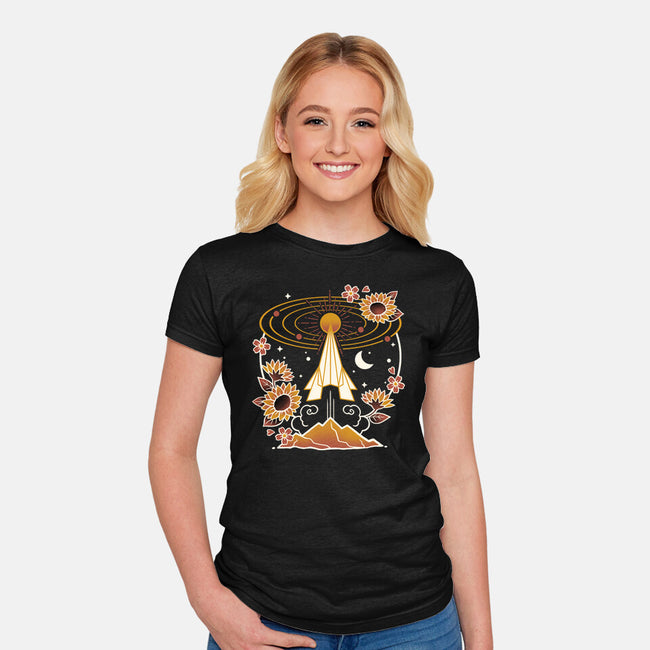 Origami Rocket Spaceship-Womens-Fitted-Tee-NemiMakeit