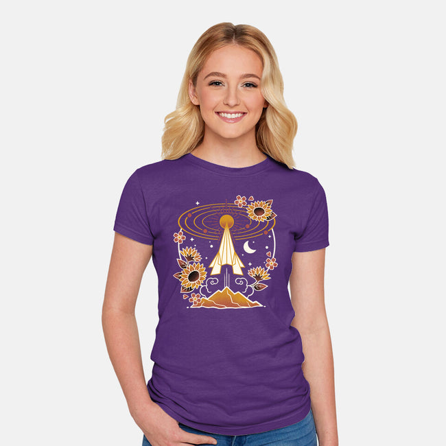 Origami Rocket Spaceship-Womens-Fitted-Tee-NemiMakeit