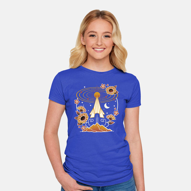 Origami Rocket Spaceship-Womens-Fitted-Tee-NemiMakeit