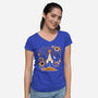 Origami Rocket Spaceship-Womens-V-Neck-Tee-NemiMakeit