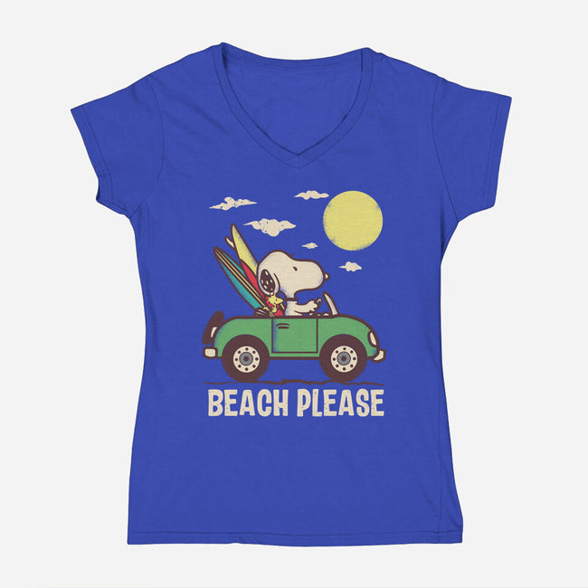 Beach Please-Womens-V-Neck-Tee-turborat14