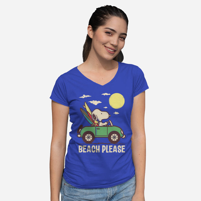 Beach Please-Womens-V-Neck-Tee-turborat14