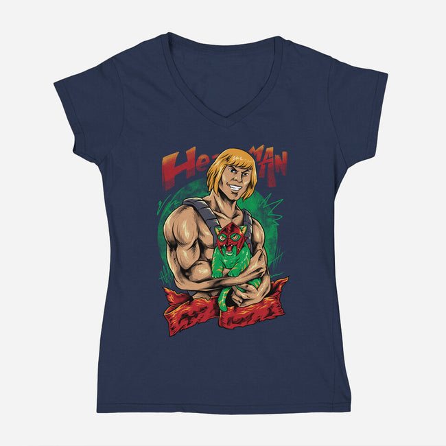 Men Love Cat-Womens-V-Neck-Tee-spoilerinc