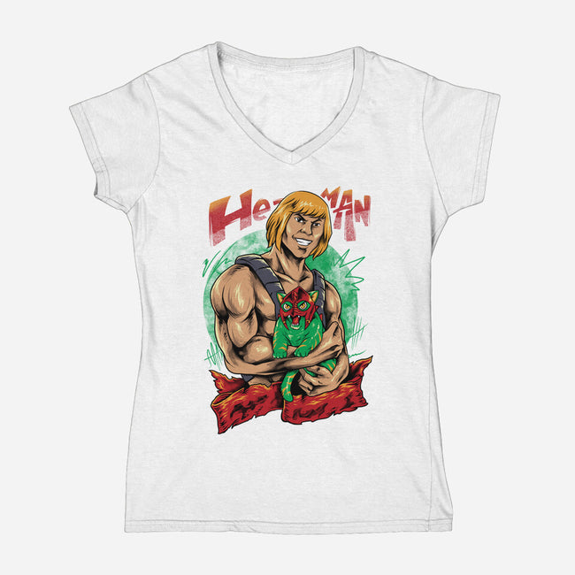 Men Love Cat-Womens-V-Neck-Tee-spoilerinc