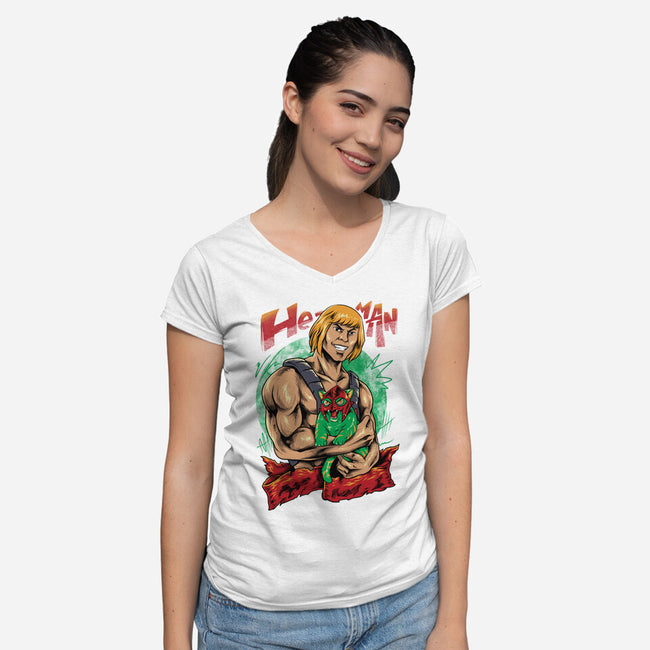 Men Love Cat-Womens-V-Neck-Tee-spoilerinc