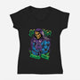 Skull Love Cat-Womens-V-Neck-Tee-spoilerinc
