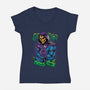 Skull Love Cat-Womens-V-Neck-Tee-spoilerinc