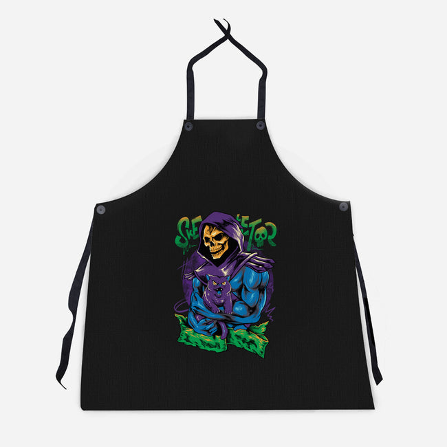 Skull Love Cat-Unisex-Kitchen-Apron-spoilerinc