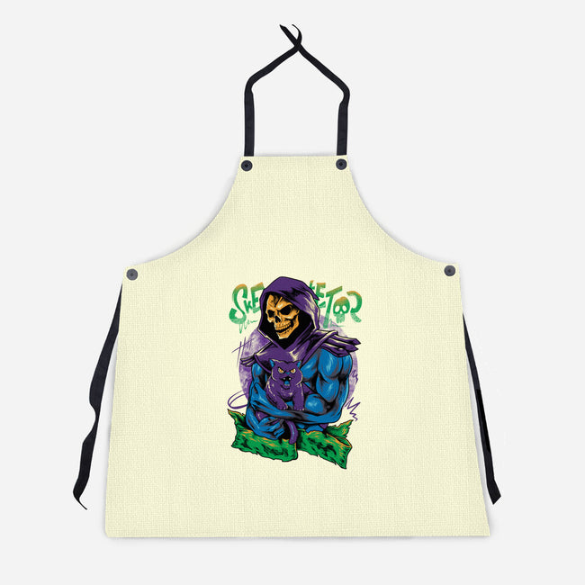 Skull Love Cat-Unisex-Kitchen-Apron-spoilerinc