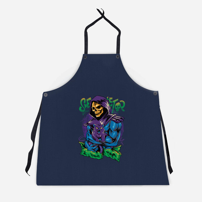 Skull Love Cat-Unisex-Kitchen-Apron-spoilerinc