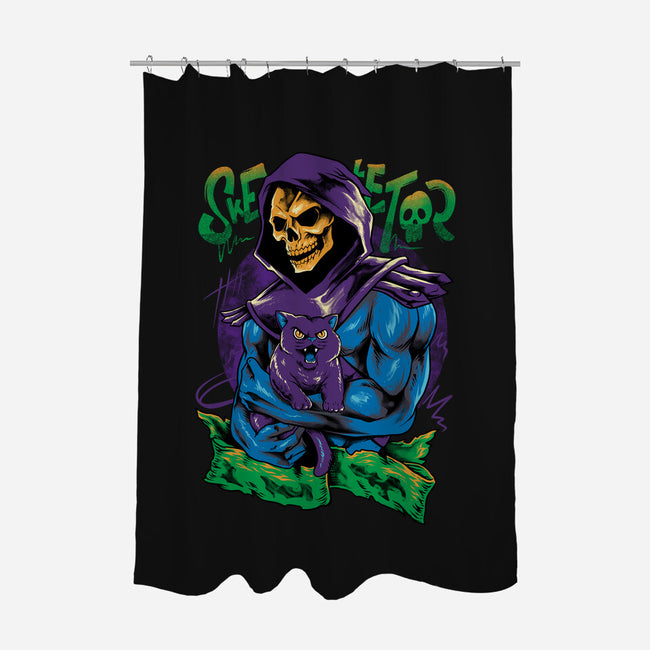 Skull Love Cat-None-Polyester-Shower Curtain-spoilerinc