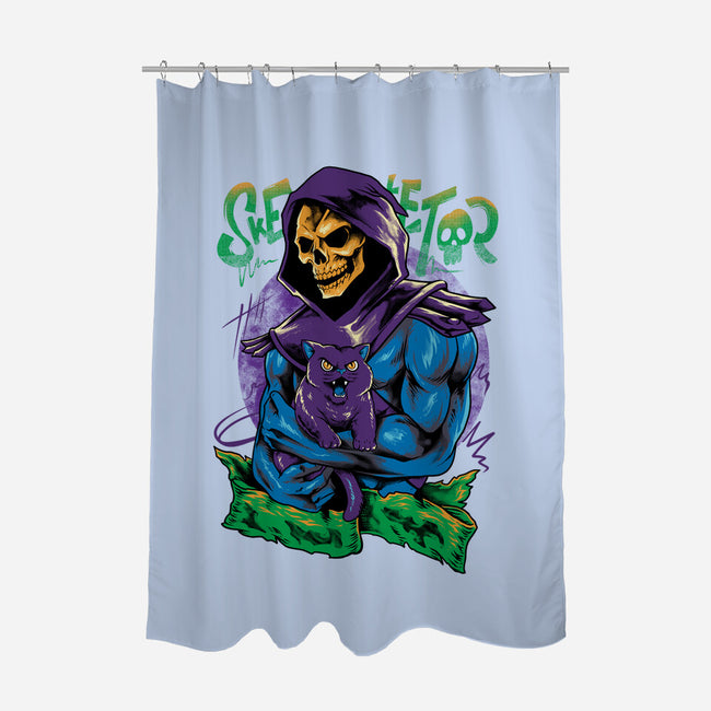 Skull Love Cat-None-Polyester-Shower Curtain-spoilerinc