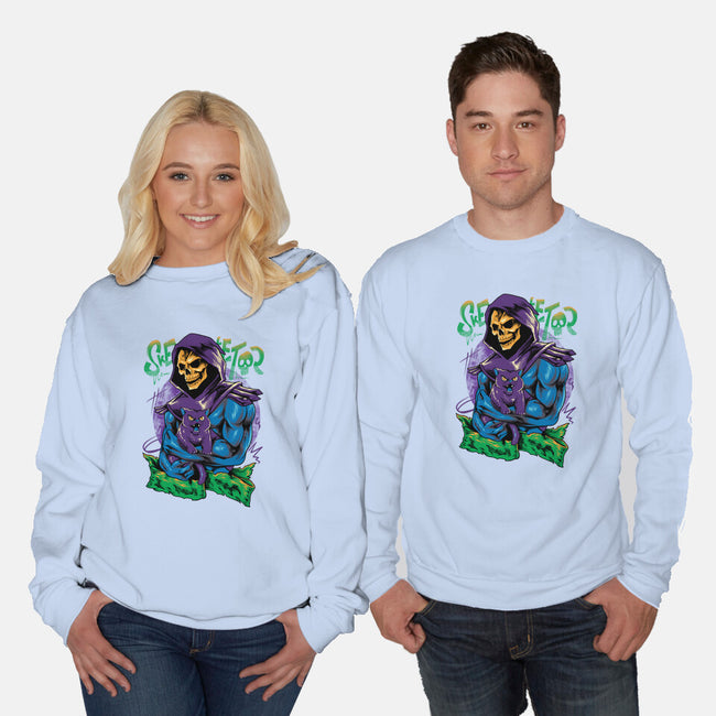 Skull Love Cat-Unisex-Crew Neck-Sweatshirt-spoilerinc