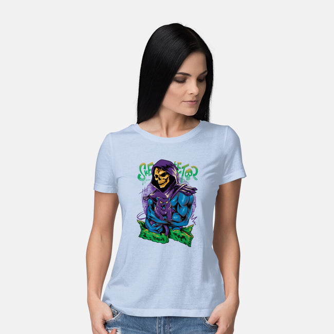Skull Love Cat-Womens-Basic-Tee-spoilerinc
