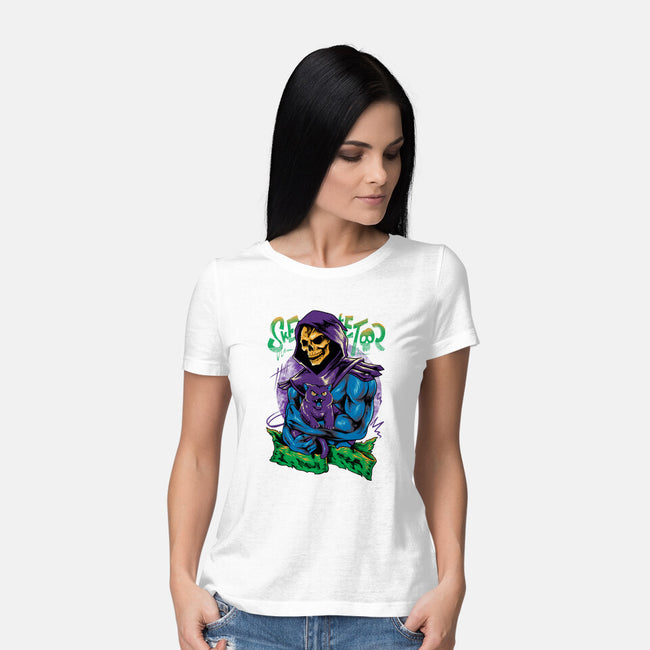Skull Love Cat-Womens-Basic-Tee-spoilerinc