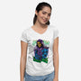 Skull Love Cat-Womens-V-Neck-Tee-spoilerinc