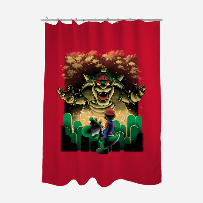 Final Boss Rampage-None-Polyester-Shower Curtain-Astrobot Invention