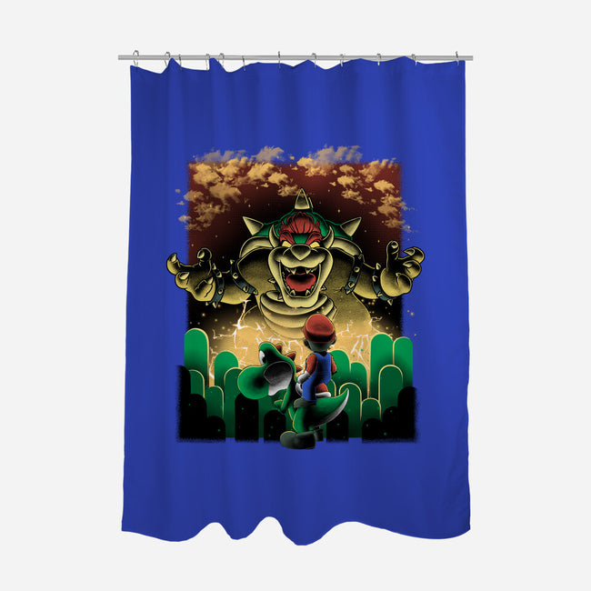 Final Boss Rampage-None-Polyester-Shower Curtain-Astrobot Invention