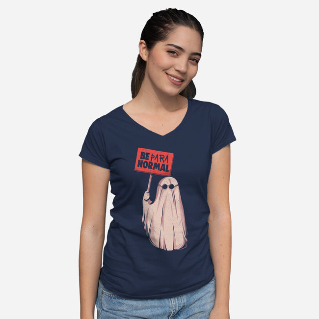 Be Paranormal-Womens-V-Neck-Tee-eduely