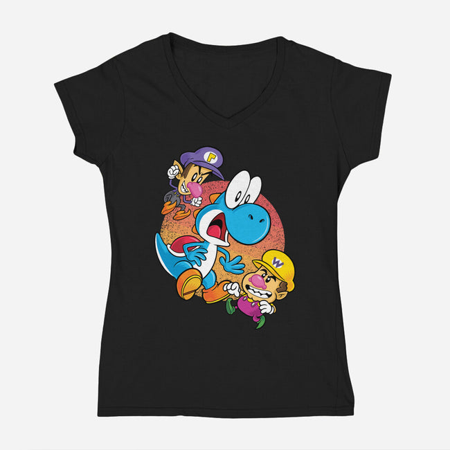 Dino Crysis-Womens-V-Neck-Tee-Bernard Gumz