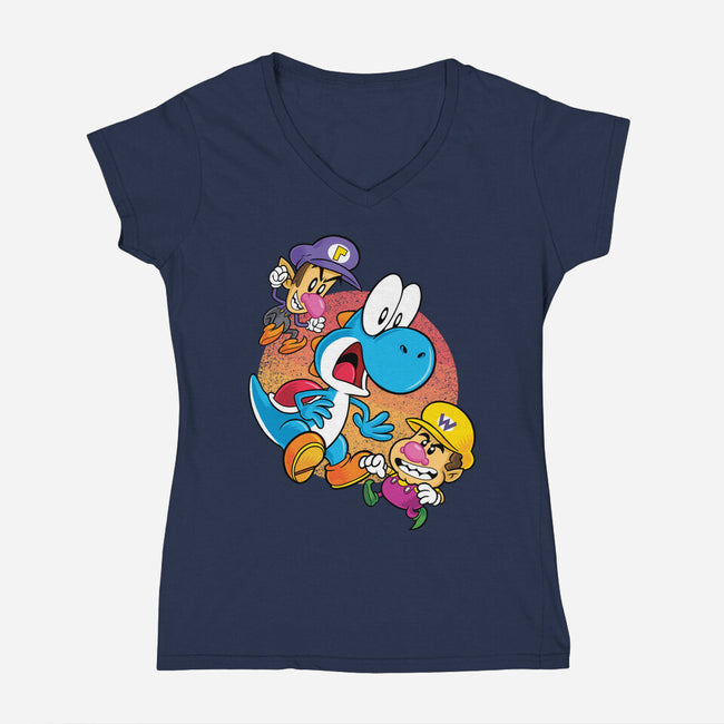 Dino Crysis-Womens-V-Neck-Tee-Bernard Gumz