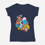 Dino Crysis-Womens-V-Neck-Tee-Bernard Gumz