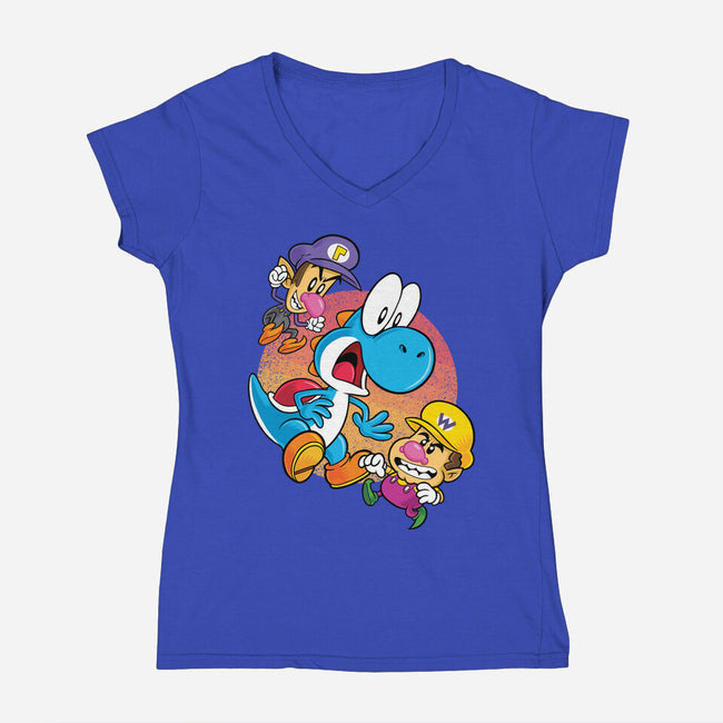Dino Crysis-Womens-V-Neck-Tee-Bernard Gumz