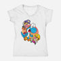 Dino Crysis-Womens-V-Neck-Tee-Bernard Gumz