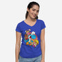 Dino Crysis-Womens-V-Neck-Tee-Bernard Gumz