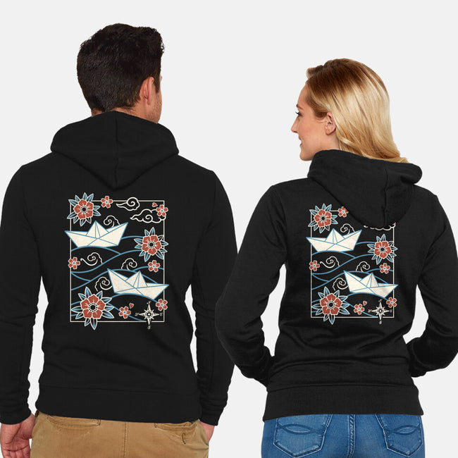 Origami Boat-Unisex-Zip-Up-Sweatshirt-NemiMakeit