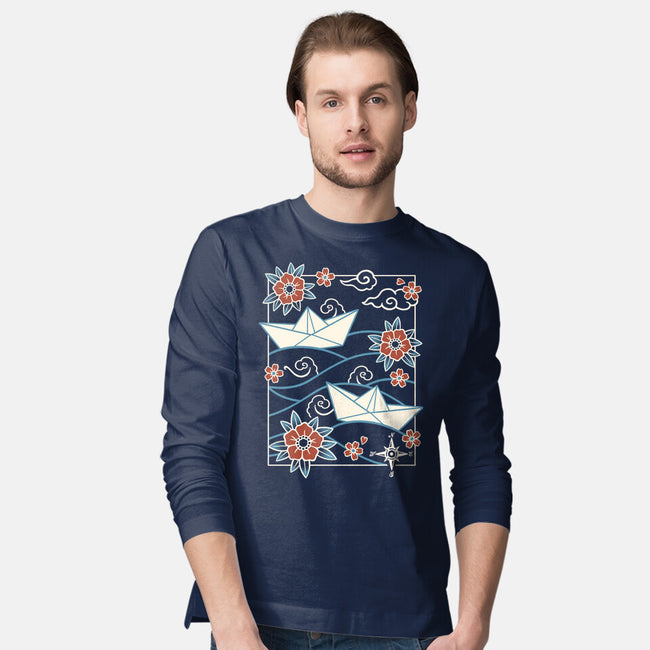 Origami Boat-Mens-Long Sleeved-Tee-NemiMakeit
