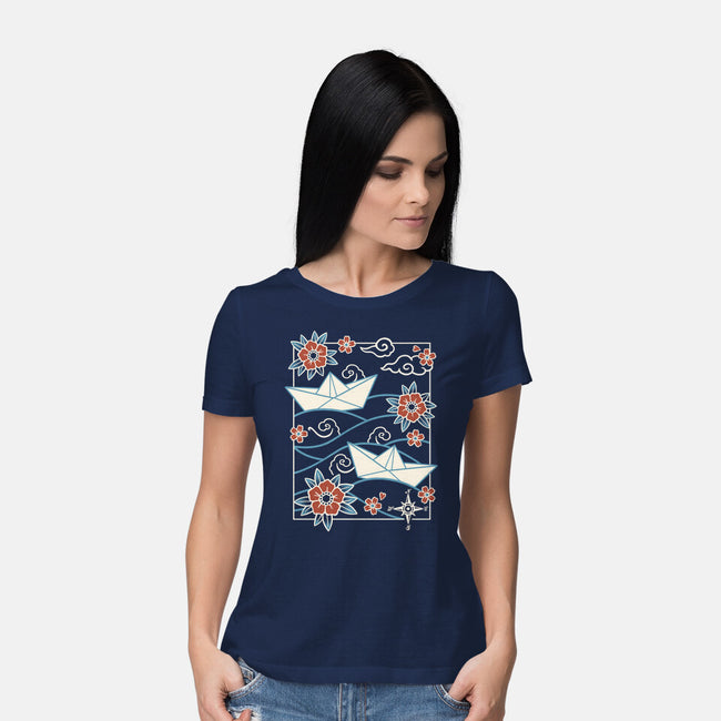 Origami Boat-Womens-Basic-Tee-NemiMakeit