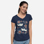 Origami Boat-Womens-V-Neck-Tee-NemiMakeit