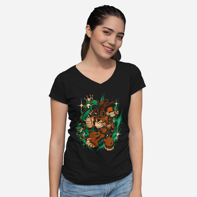 With A Punch Like That-Womens-V-Neck-Tee-Estudio Horta