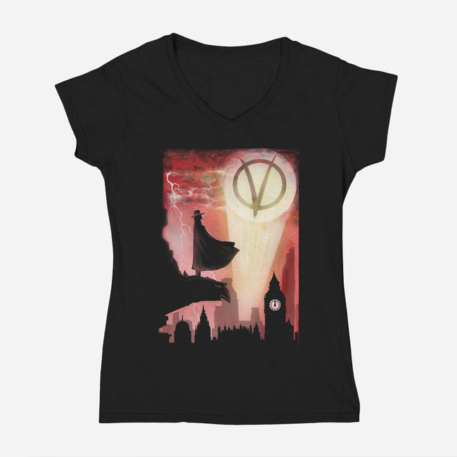 The Anarchy Knight-Womens-V-Neck-Tee-zascanauta