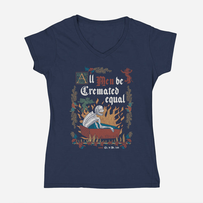 All Men Are Cremated Equal-Womens-V-Neck-Tee-Nemons