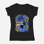 Classic Blue Hedgehog-Womens-V-Neck-Tee-rmatix