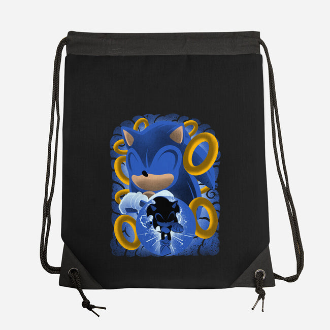 Classic Blue Hedgehog-None-Drawstring-Bag-rmatix