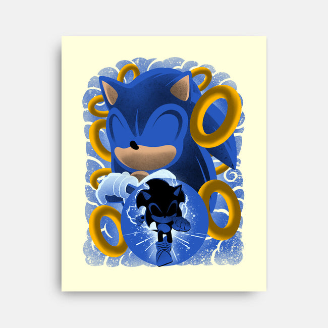 Classic Blue Hedgehog-None-Stretched-Canvas-rmatix