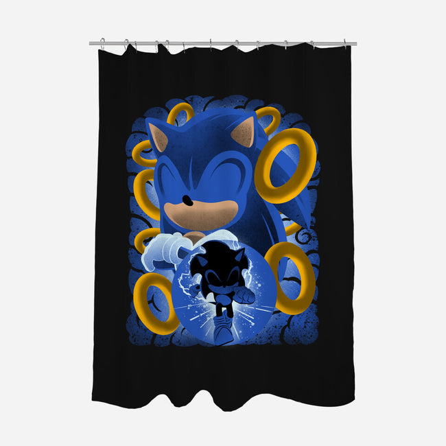 Classic Blue Hedgehog-None-Polyester-Shower Curtain-rmatix