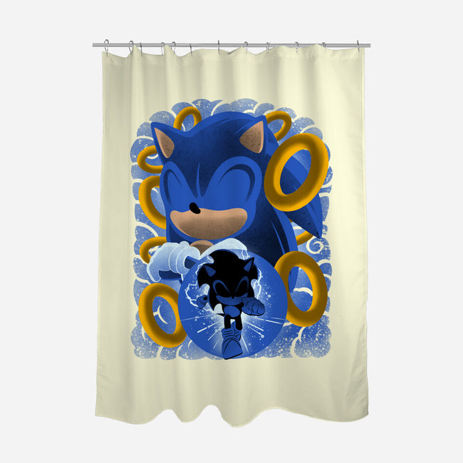 Classic Blue Hedgehog-None-Polyester-Shower Curtain-rmatix